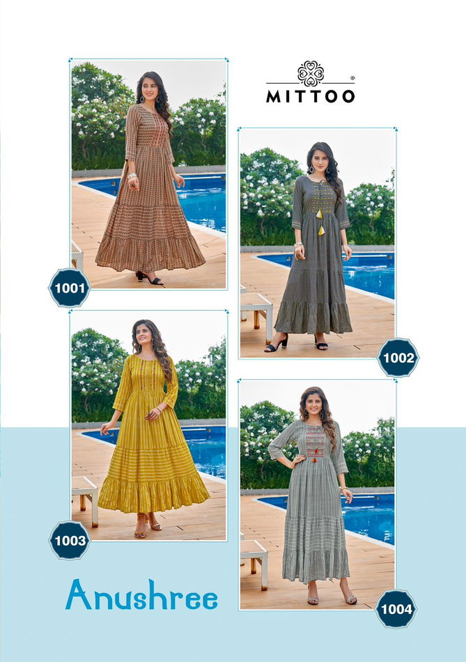 Anushree By Mittoo 1001-1004 Long Anarkali Kurtis Catalog